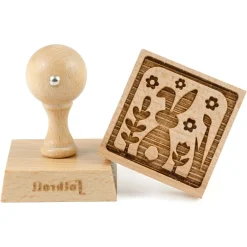 Folkroll Holz-Keksstempel quadratisch "Osterhase"