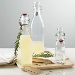 Quadratische Bügelverschluss Flasche, 1 Liter